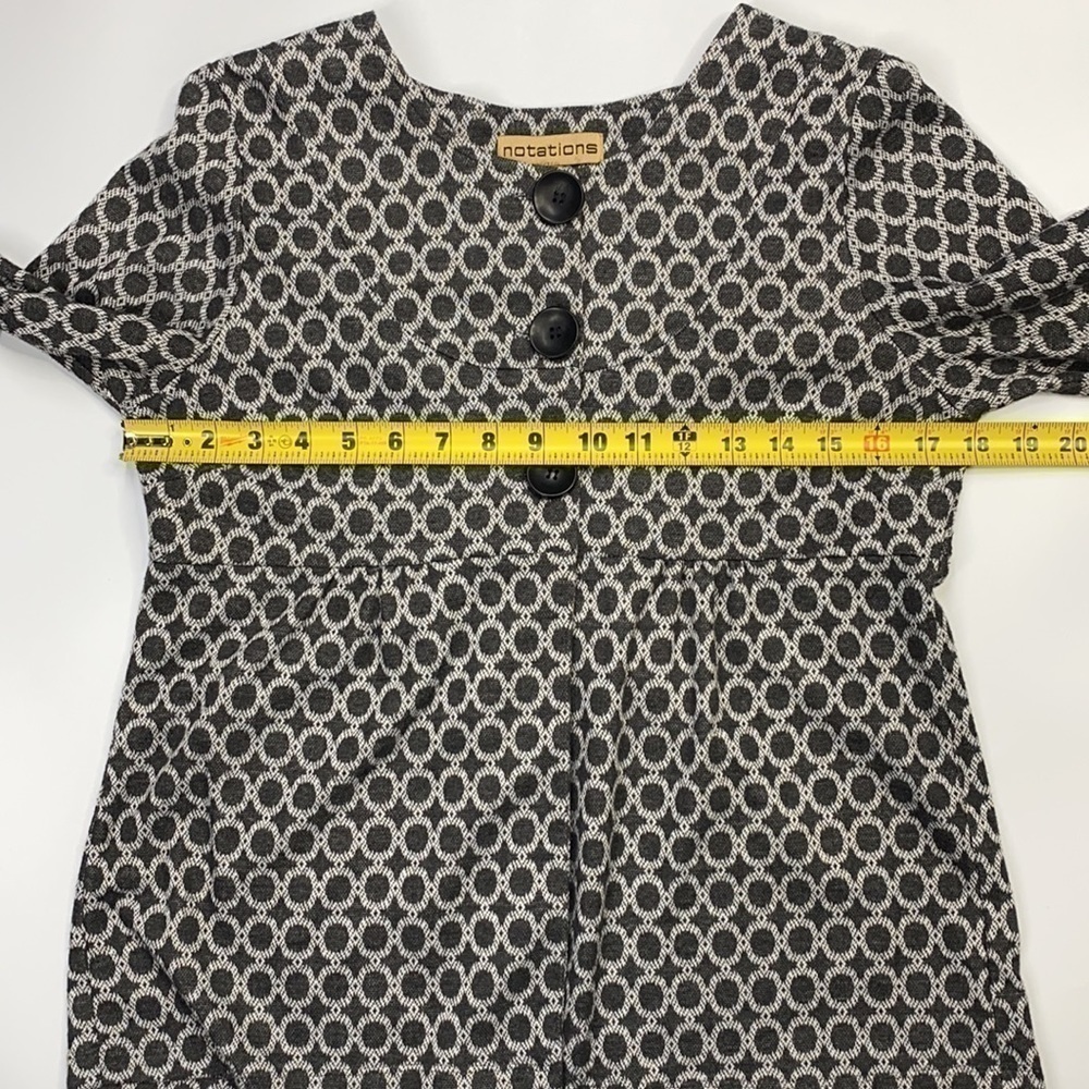 Notations Gray/Black Circle Patterned Button Fron… - image 3